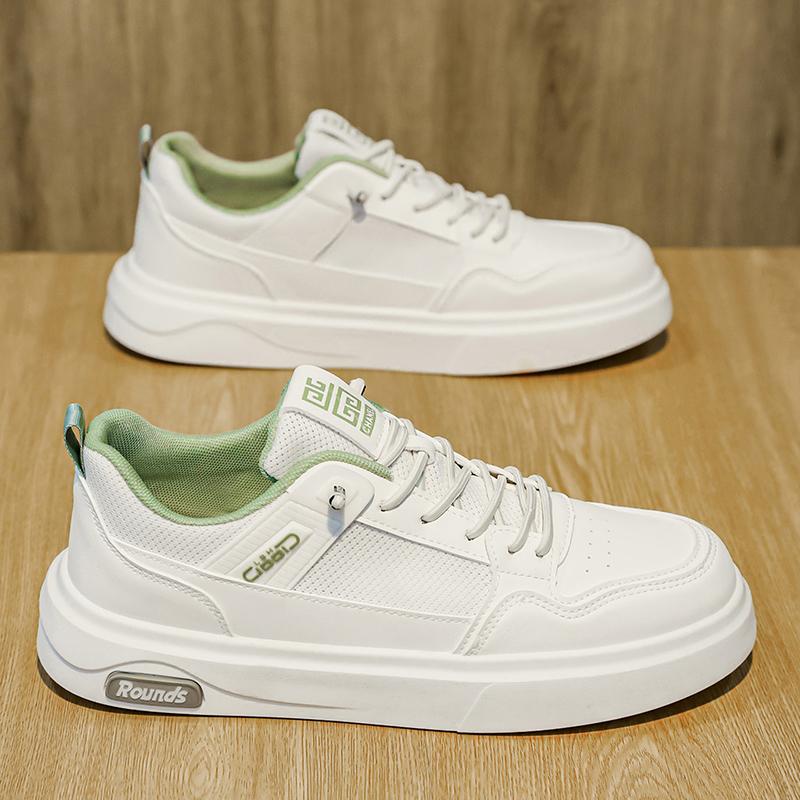 Fashion 2025 New Trendy Versatile PU Leather Shoes Men's New White Shoes Sports Leisure Board Shoes Trendy Comfortable Walking Shoes