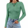 Maglietta da Donna a Maniche Lunghe Girocollo a Righe Slim Fit Casual Basic