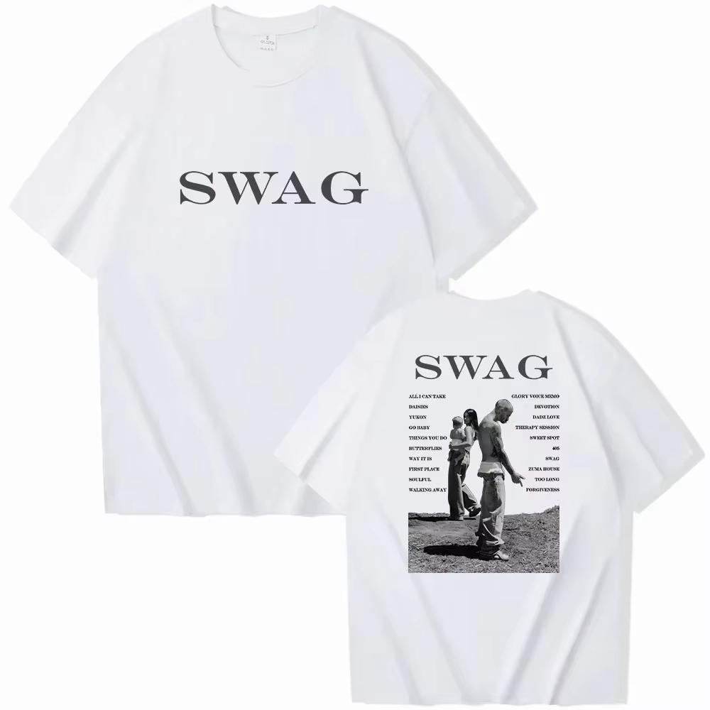 Bieber SWAG 2026 Justin Album Koszulka 2 Strony Okrągły Dekolt Krótki Rękaw Koszulki Prezent dla Fanów