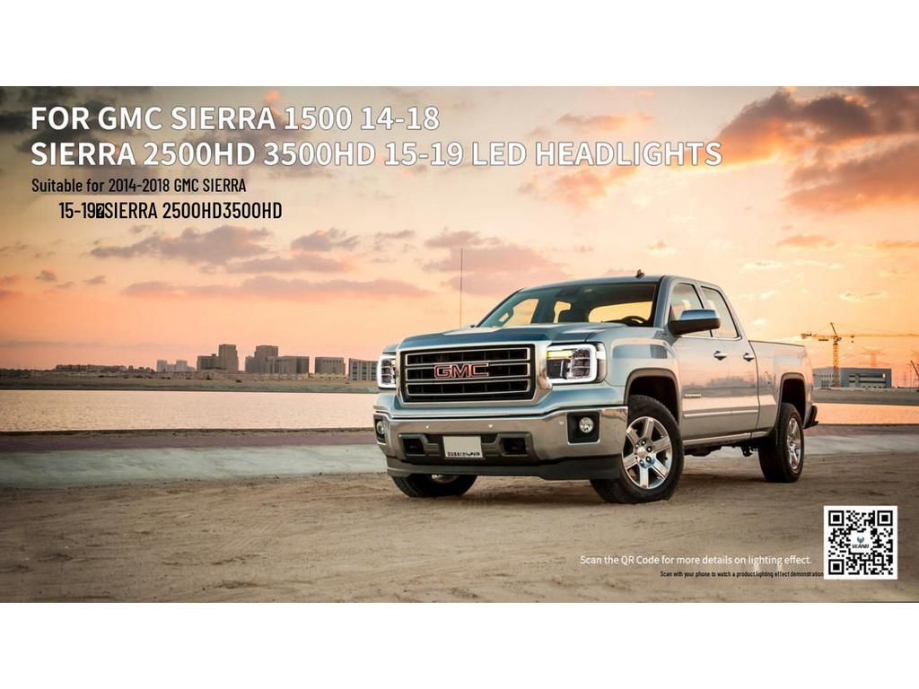 Vland LED Sequential Turn Signal Headlight Assembly for GMC Sierra 1500 (2014-2018).