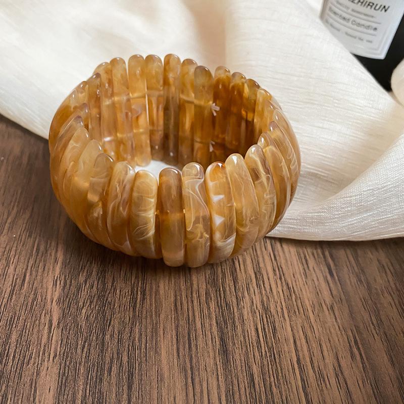 Bracciale Ovale in Acrilico Marmo Europeo e Americano - Pezzo di Gioielleria Retro alla Moda
