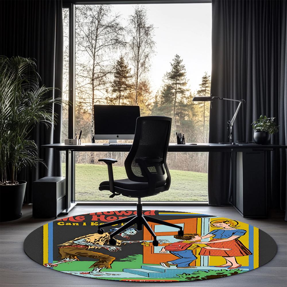 Steven Rhodes Printed Round Rug Carpet Chair Rug Area Rug Entryway Doormats,for Office Chair Living Room Bedroom Kitchen Room.