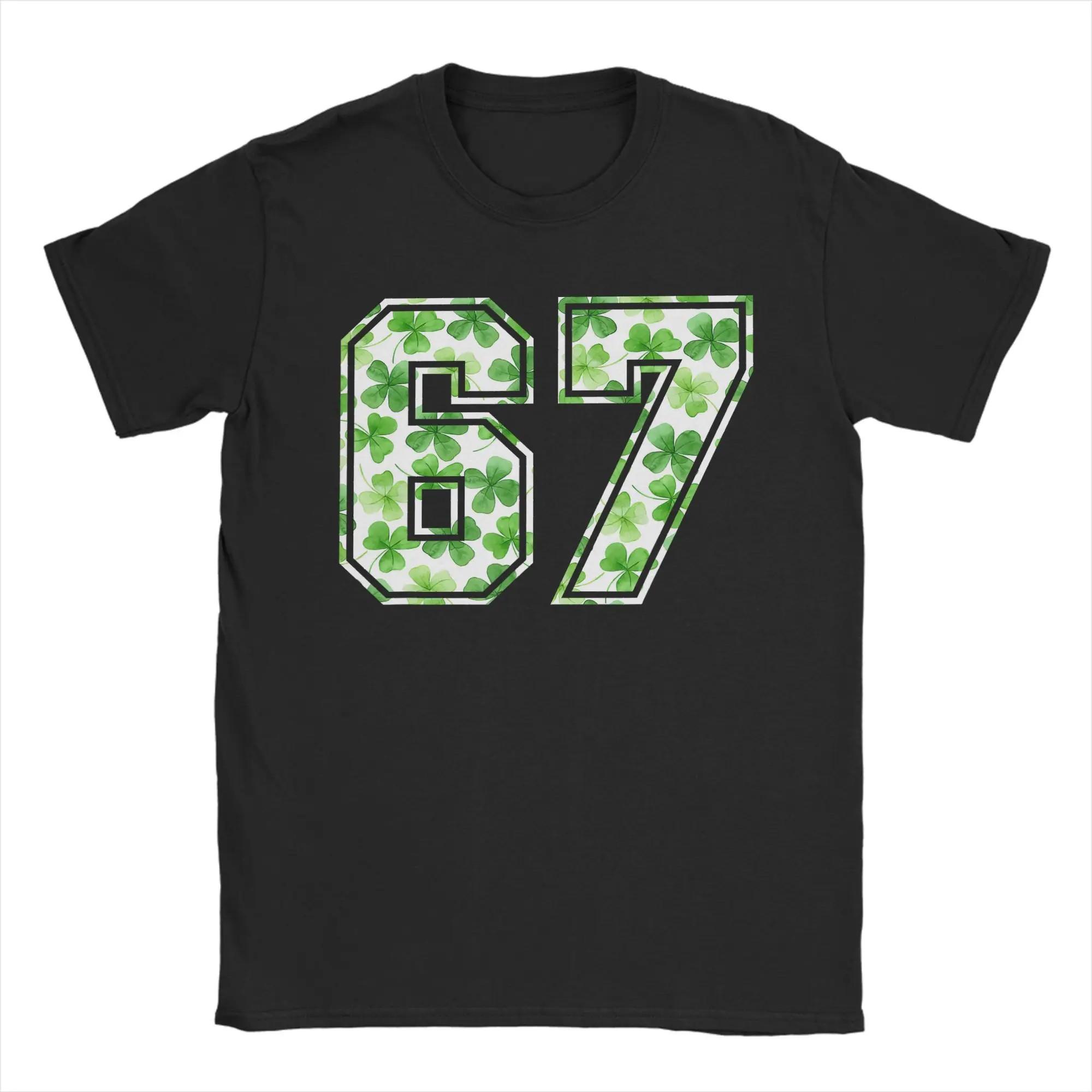 

Number 67 Shamrock St Patricks Day Graphic Tee Men s Breathable Cotton Crew Neck Short Sleeve T-Shirt - Men s Summer Cotton G... 5XL різнокольоровий