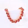 MxGxFam Rose Gold Color Full CZ Red Olive Leaves Bracelets for Women 17  Cm / 19 Cm AAA+ Cubic Zircon