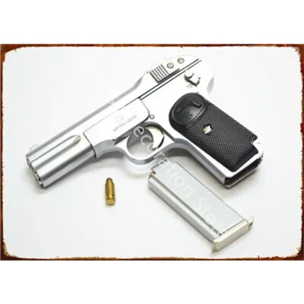 Retro Pistol Tin Sign Metal Wall Art for Home Bar Club Decor