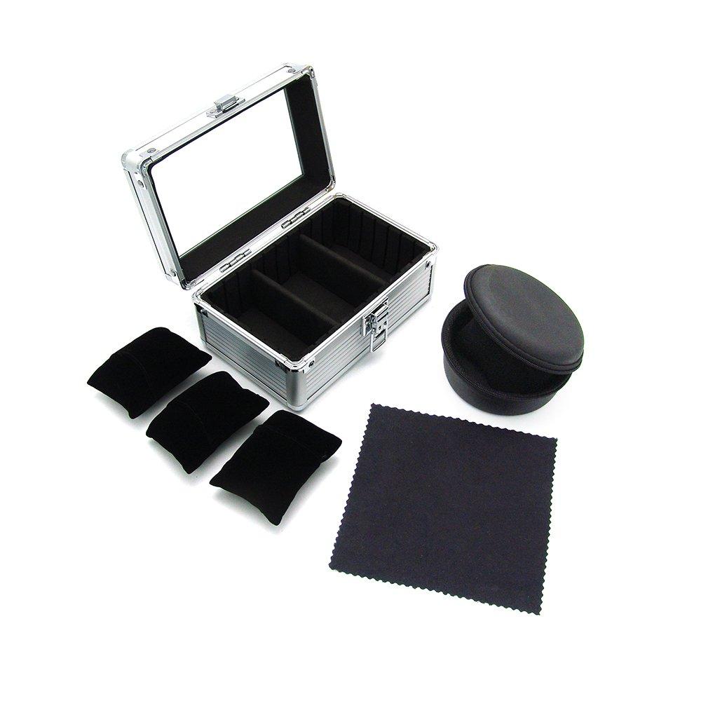 Iriwa Watch Storage Case for 3 Watches (Includes Single Watch Case and Cleaning Cloth) - Watch Collection Case, Display Box, Shockproof,