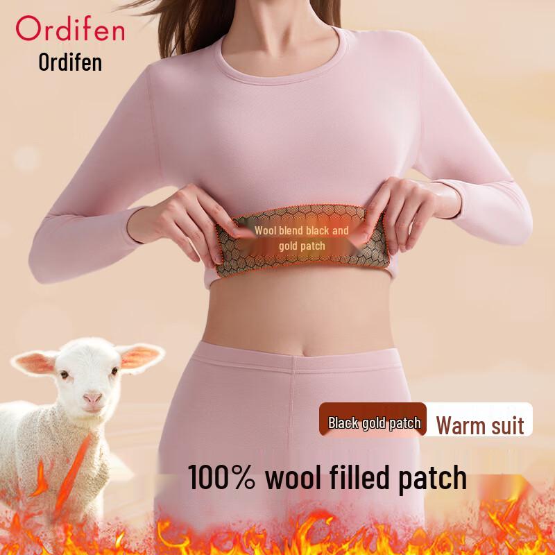 Oudifen Women's 100% Wool Thick Thermal Underwear Set