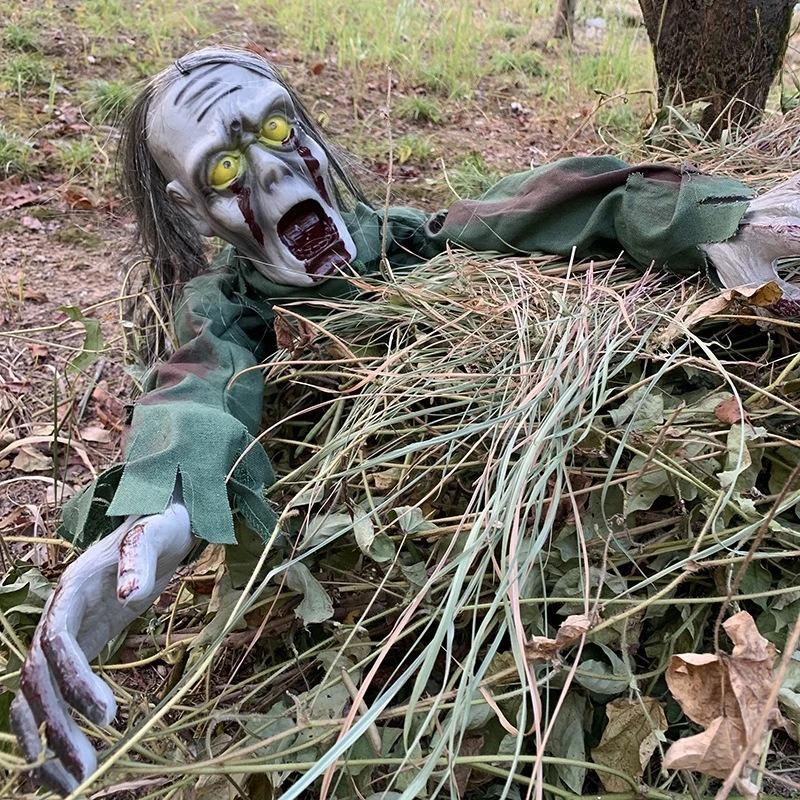 Crawling Ghost Electric Scary Crawling Spirit Horror Voice Control Bloody Ghost Zombie Props Haunted House Yard Halloween Decor