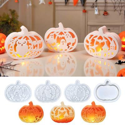 New Mould DIY Silicone Mold for Halloween Storage Box Atmosphere Light Hollowed-Out Pumpkin Ghost Home Decor Figurine Mold
