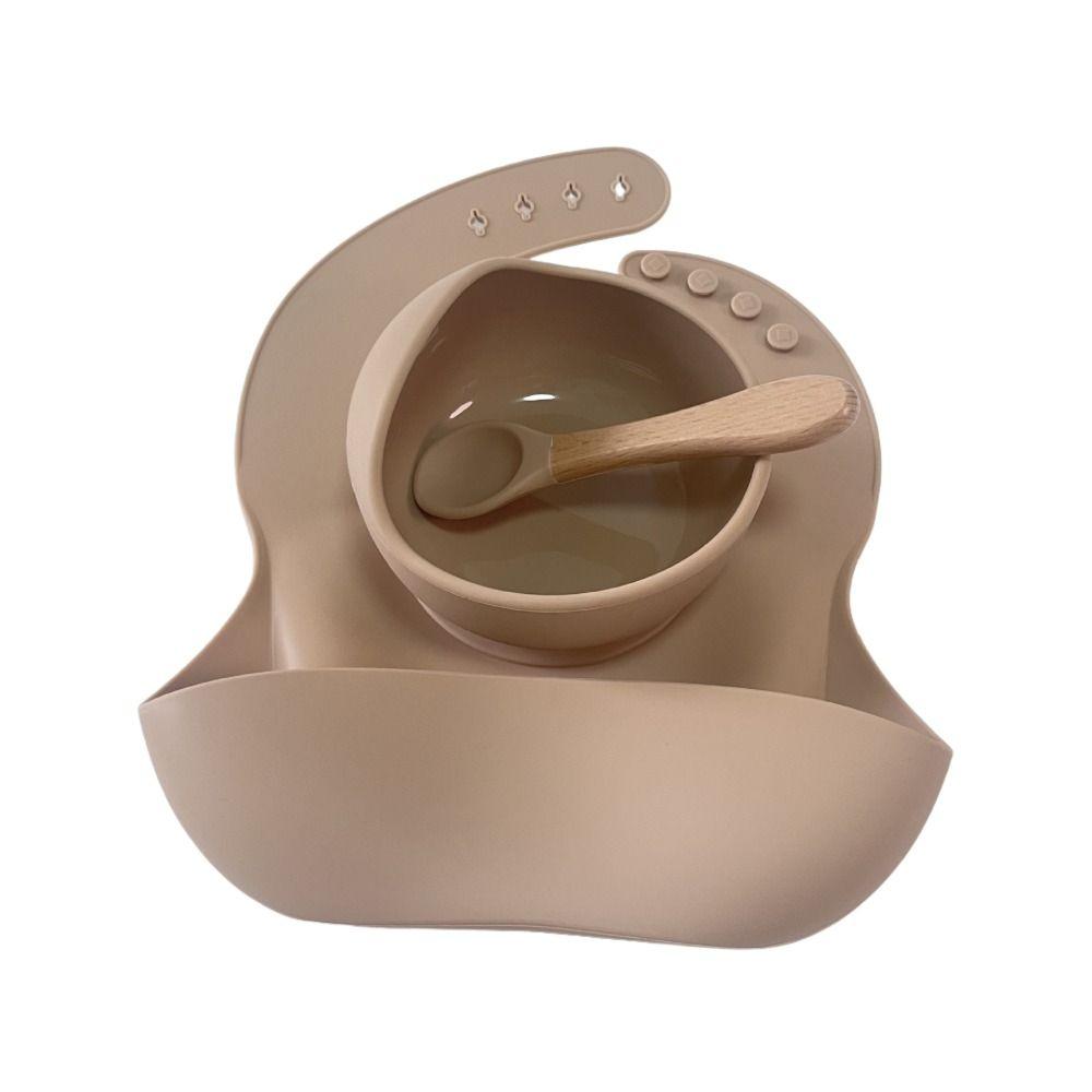 Bibs/Bowl/Spoon Baby Dining Bowl Silicone Children Dishes Bibs Set  for Toddlers