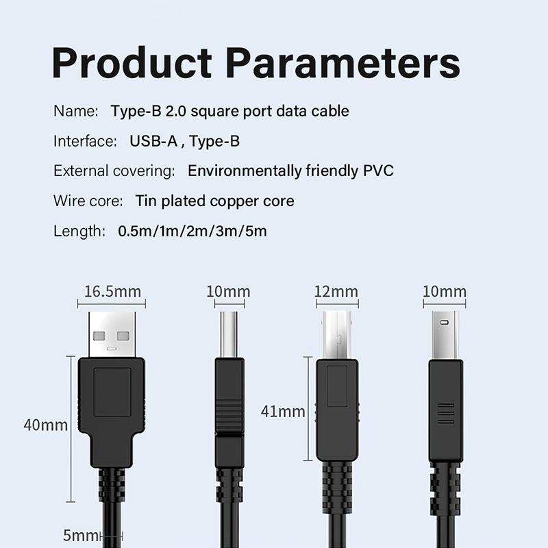 High Speed USB Cable For Canon Brother Hp Epson Samsung Lenovo 3D Label Printer Scanner Electronic Piano Organ Type A To B 3m 5m