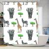 Animal Friends: Cute Safari Animal Shower Curtain Set With Green Trees Perfect For Your Bathroom Decor