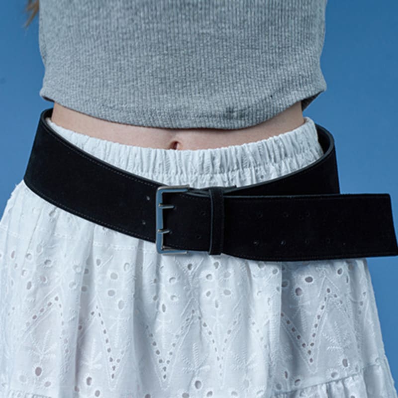 

KOLEAT Замшевый Натуральная Коровья Кожа Широкий Многослойный Ремень с Большой Пряжкой [ЧЕРНЫЙ] BLACK_FREE