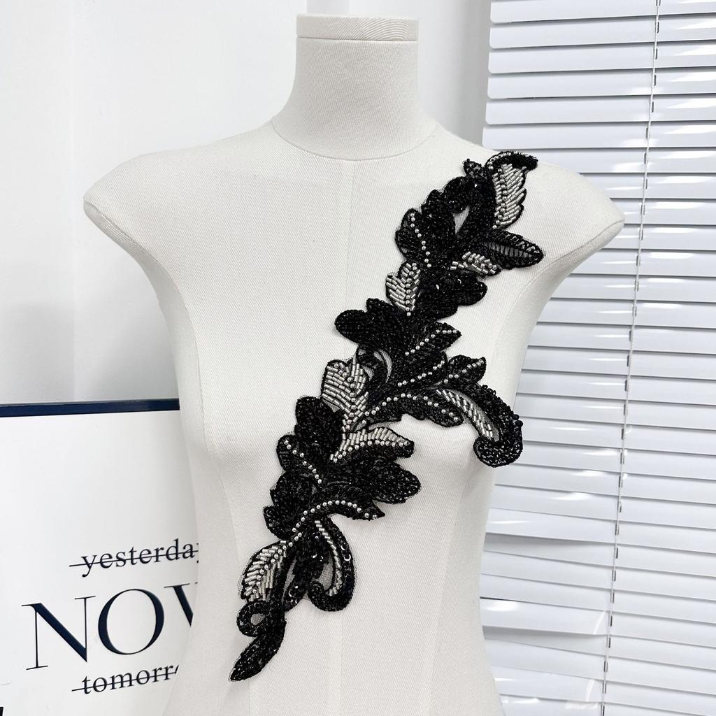 Computer Bead Embroidery Nail Bead Collar Lace Clothing Performance Clothes Front Collar Corsage Applique Embroidery Cloth Sticker Decorative