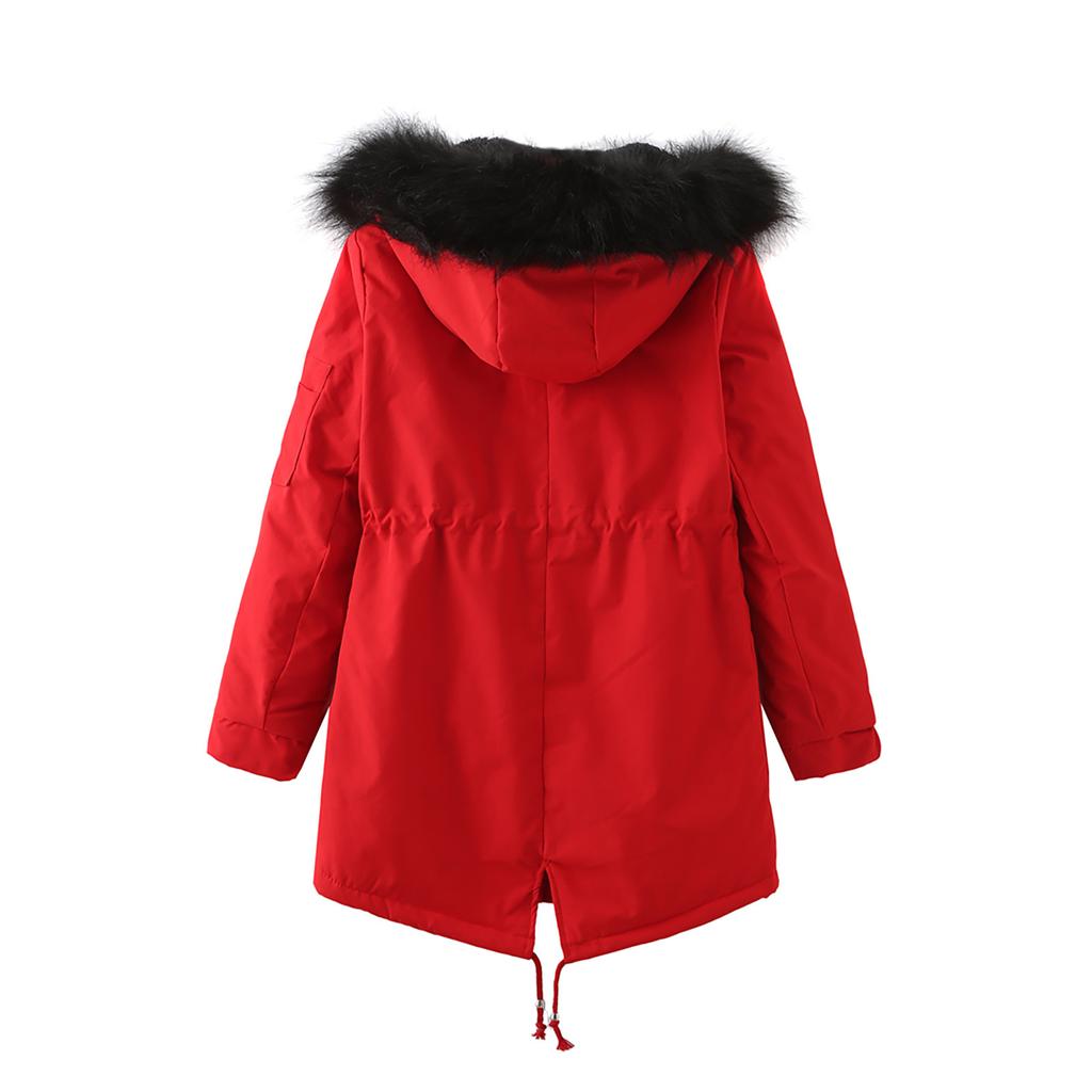 Women's Winter Long Thickening And Velvet Keeping Warm Casual Coat With Hat