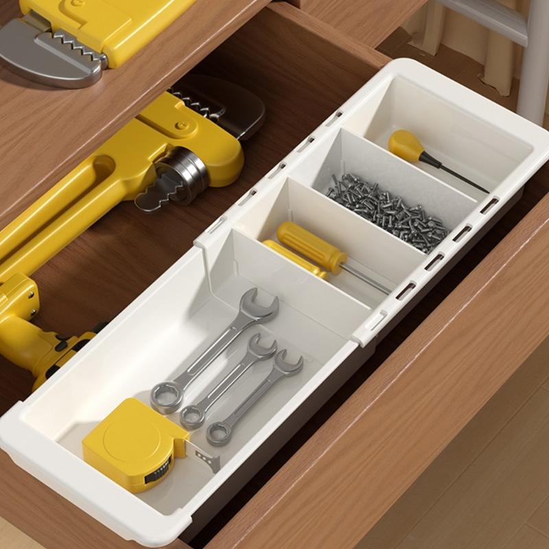 Expandable Drawer Storage Organizers Compartments Sturdy Waterproof ABS Plastic Tray For Utensils Accessories