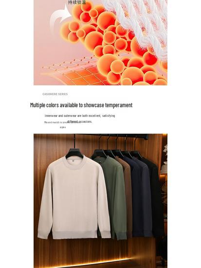 Specht Herren Fleecegefüttertes Rundhals-Sweatshirt - Langärmlig, Verdickt, Lässige lockere Passform für Herbst/Winter