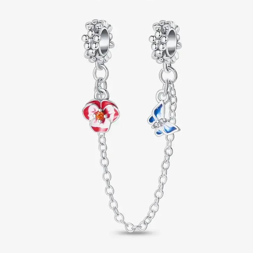 New In Color Zircon Angle Round Clip Bead Fit Pan Original Bracelet Women Copper Safety Chain Jewelry Gift