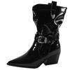 Black British Style Pointed Thick Heel Boots Women's 2025 New Autumn Small Man Height Increase Thin Short Boots Knight Boots