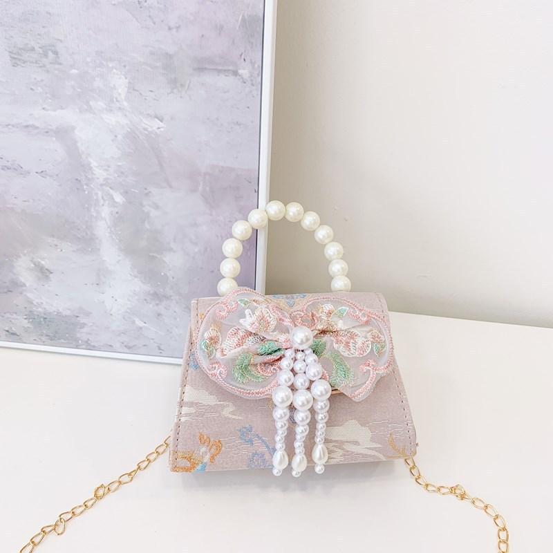 Childrens Pearl Handheld Shoulder Bag With Tassel Chain For Girls Daily Use