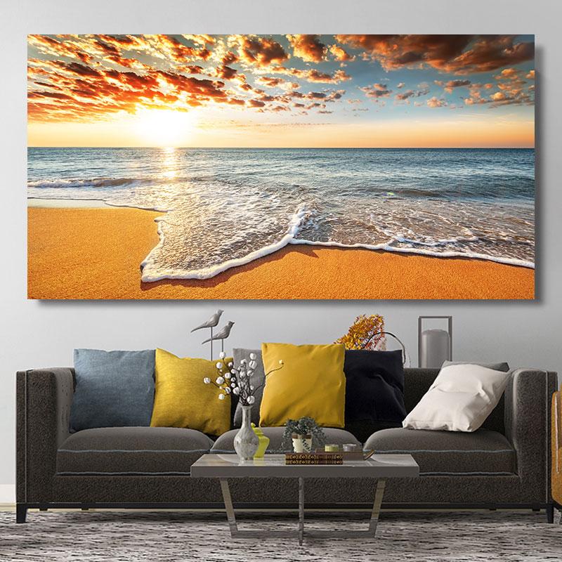 Natural Modern Seascape Wall Pictures Landscape Beach Sea Ocean Canvas Painting Wall Art Posters for Living Room Decor Cuadros