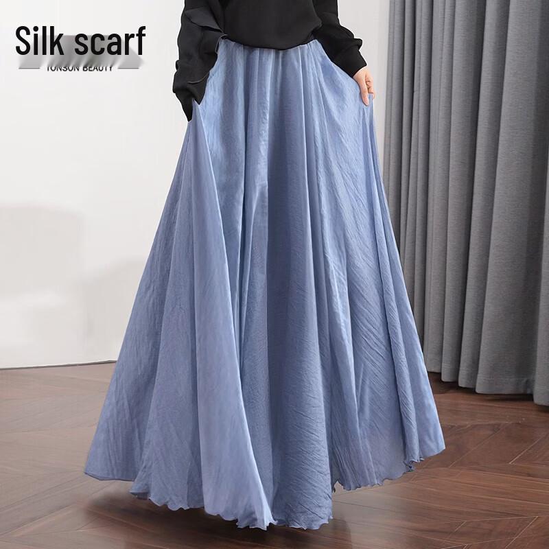 Sisbasher Women s High-Waist A-Line Long Skirt L