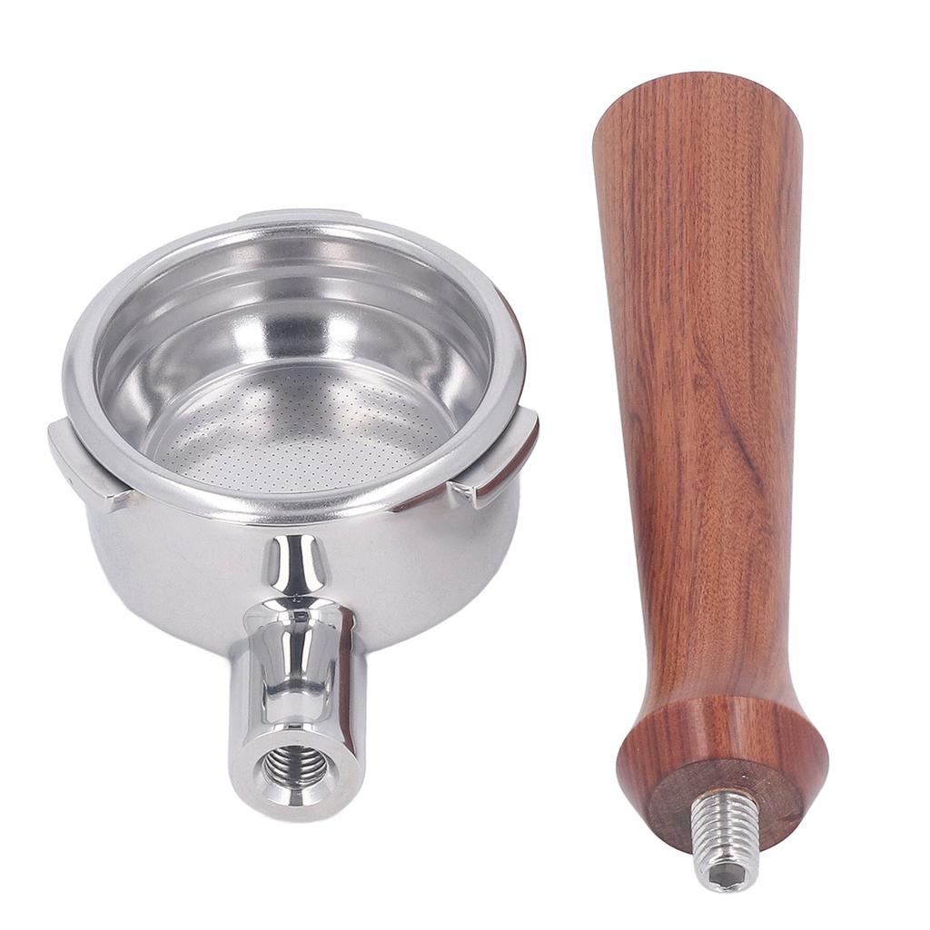 58 mm bottenlös portafilter Trähantag Rostfritt stål Korg Avtagbar 3-öron Kaffeporfiter för Barsetto