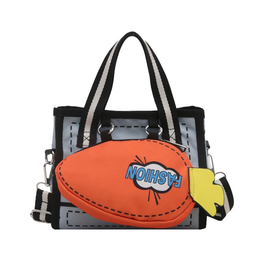 Detachable 2D Anime Tote Bag Canvas Cartoon Crossbody Bag Cute Comic Shoulder Bag  School