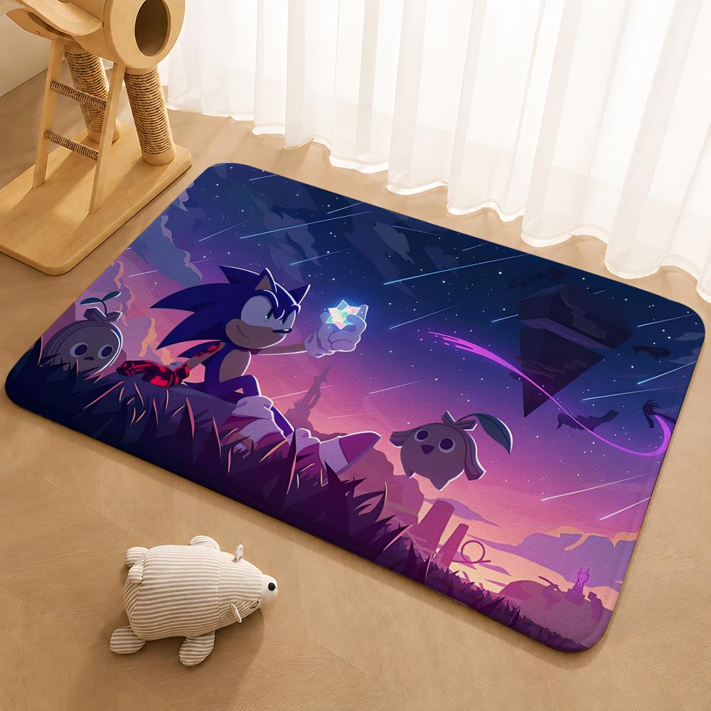 Classic Anime S-Sonic Characters Floor Mat Floor Mat Soft Flannel Non-Slip Door  Rug for Living Room