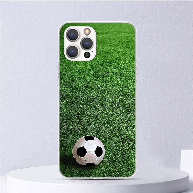 Football Soccer Ball Design Soft Case For iPhone 11 12 13 Mini 14 Pro Max Apple Phone Cover X XS XR SE 7 Plus 8 + 6 6S 5S Funda