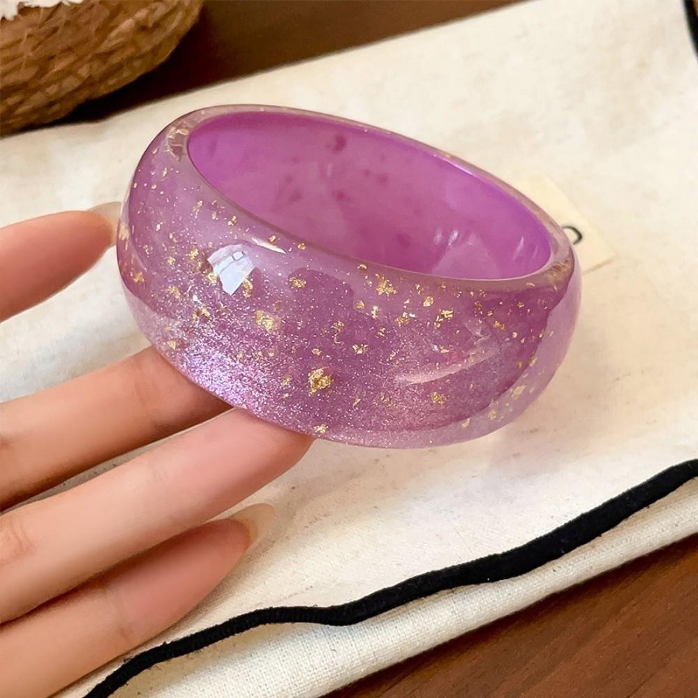 Resin Aurora Dopamine Bangle Smudging Retro Hand Ring Personality Women Wide Bracelet Gift