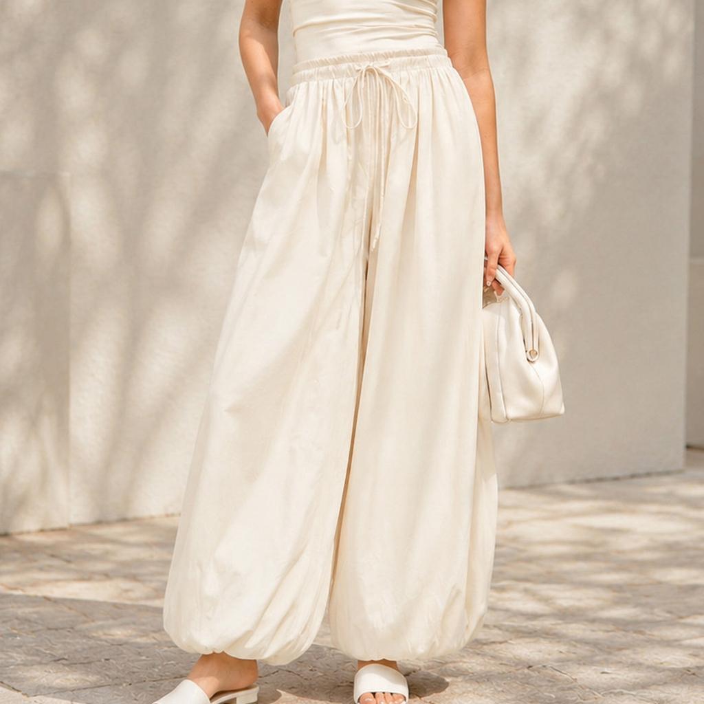 Spring and Autumn Women Casual High Waist Bloomers Long Pants Big Wide Leg Pants Women Clothes Trousers