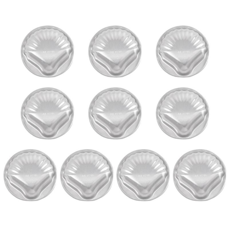 Scallops Baking Mould for Shell Cake, Set of 10 Puddings and Jelly, Aluminum Dessert Molds with Stackable Storage for Home Dessert Making