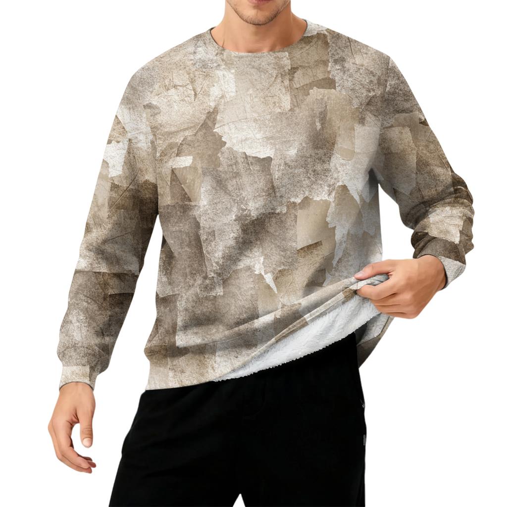 Men's Round Neck Fleece-Lined Thick Warm Sweatshirt