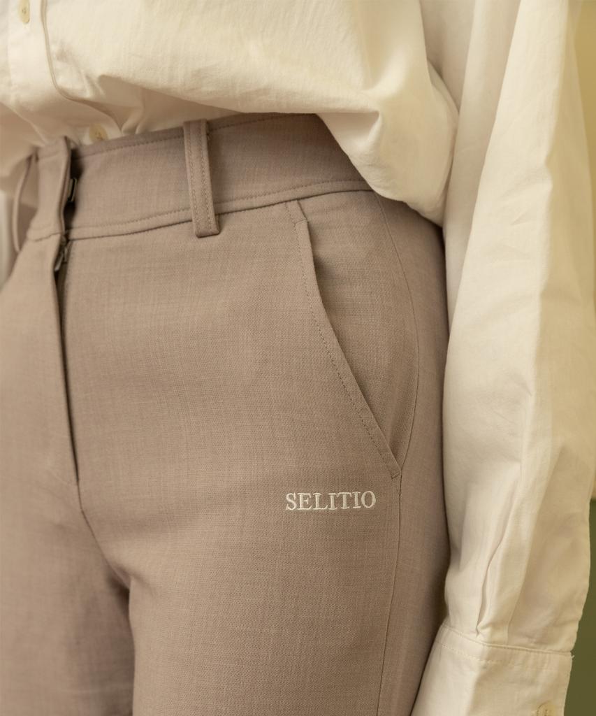 SELITIO Women'S Classic Straight Fit Elastic Waist Pants Grey