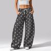 Women's Casual Loose Fit Wide Leg Pants with Pockets, Printed Athletic Trousers
