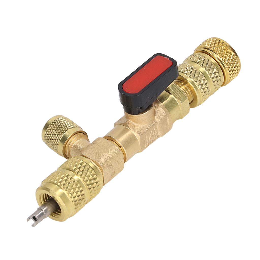 Valve Core Remover 1/4SAE 5/16SAE Port Air Conditioning Line Repair Tool for R12 R122 R410