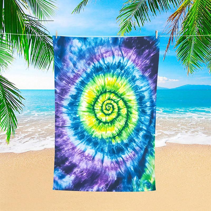 

Tie-Dye Spiral Pattern Beach Towel Patterned Sunscreen And Windproof Suitable For Swimming Pool Camping Travel Blanket W40*H60(CM)