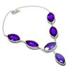 Lab Created Purple Tourmaline Necklace 18" Adjustable Chain Marquise Cut Jewelry
