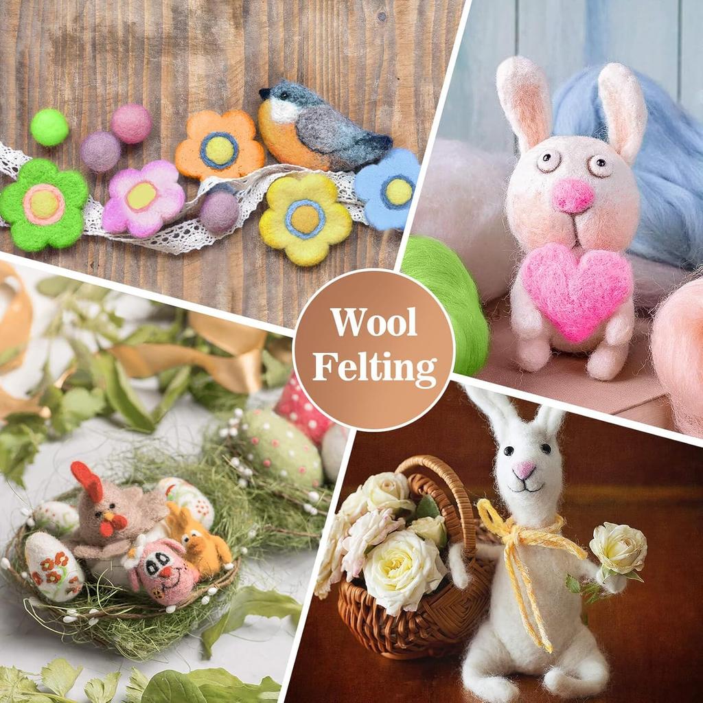 40pcs Felting Wool Roving - Core Wool Roving Bulk Spinning DIY Craft Mix Color Needlework Craft 3g/Color