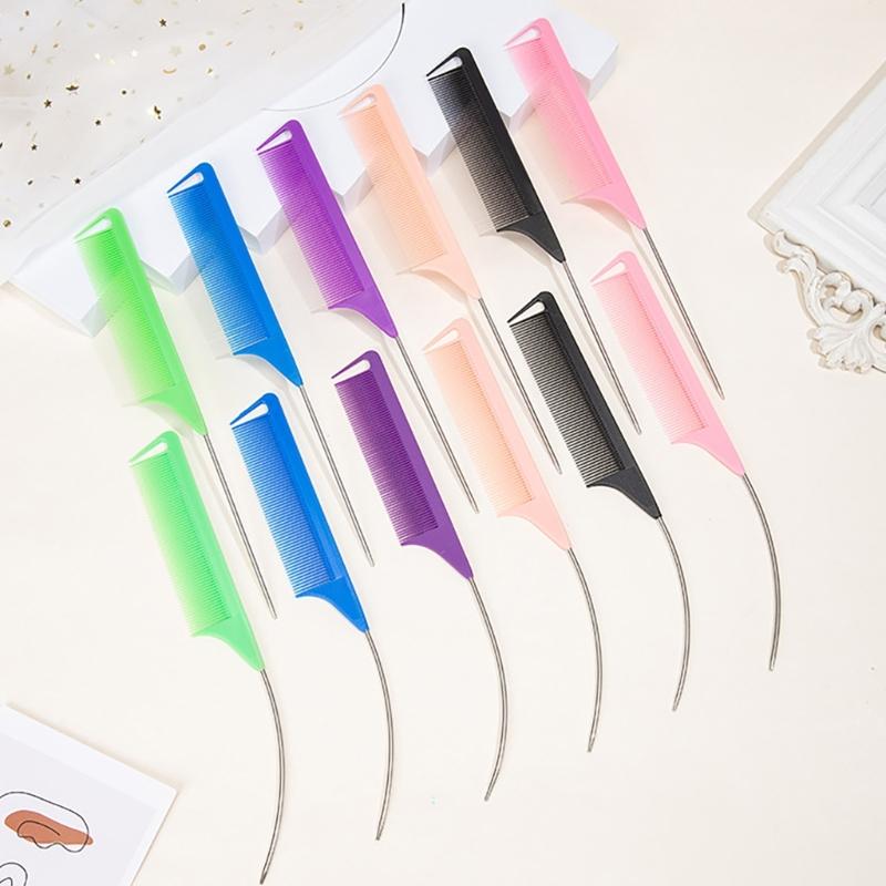 Professional Hair Parting Combs Carbon Fiber Pin Tail Combs With Metal Pin For Salon Styling Hairdressing Comb