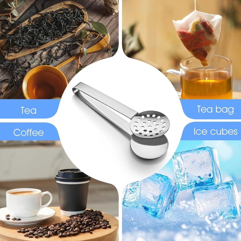 2 Pcs Tea Bag Squeezer Tongs,Round Bag Squeezer,Stainless Steel Tea Bags Press,6 Inch Teas Bags Strainer Clips or Sugar Ice Cube for Kitchen Bar