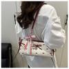 Elegant Korean Bow Decoration Women's Handbag PU Material Zipper Closure Shoulder Bag Niche Style Square Bag Fashion Occasion