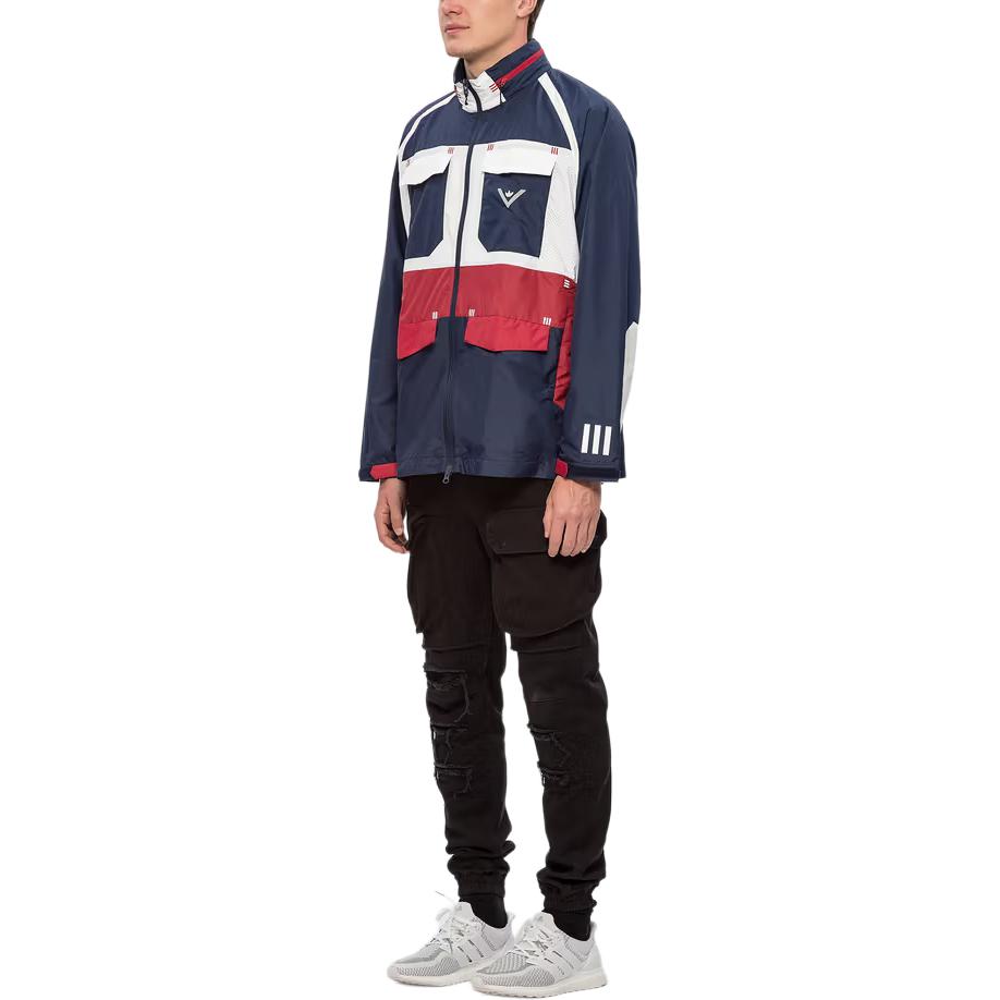 Adidas Originals Color Block Retro Sports Stand Collar Jacket Men Jacket Blue BQ0936