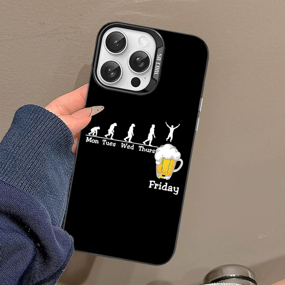 Beer Print Phone Case For IPhone 16 15 14 13 12 11 Pro Max X XR XSMAX 8 7 Plus Matte Shockproof Back Cover