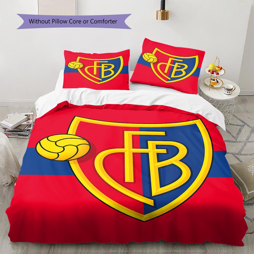 Fotbalový klub Basel Vzorované povlečení, Sada přikrývky Potah na přikrývku Povlak na polštář Domov Narozeninový dárek (1 * povlak na peřinu + 2 * povlak na polštář, bez jádra)