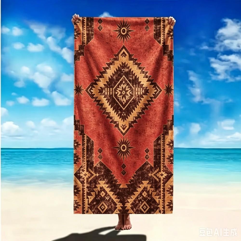 Asciugamano Vintage Southwest Grande con Motivo Geometrico Etnico Usurato Asciugamano in Microfibra per le Vacanze