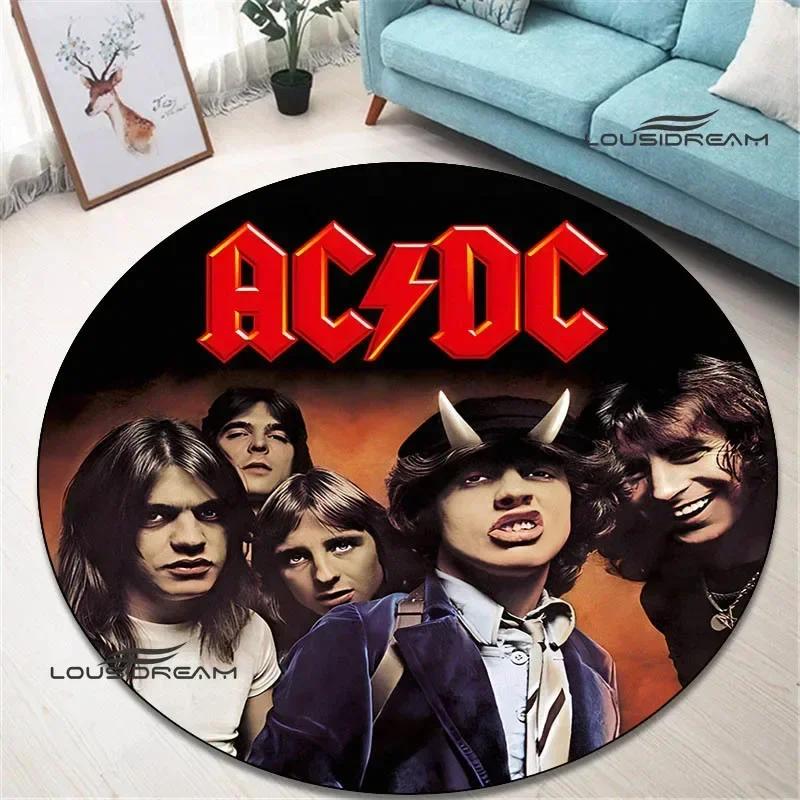 3D Rock Band AC/DC Retro Printed Round Carpet Bedroom Beautiful Carpet Non -slip Door Pad Floor Mats Area Rug Birthday Gift