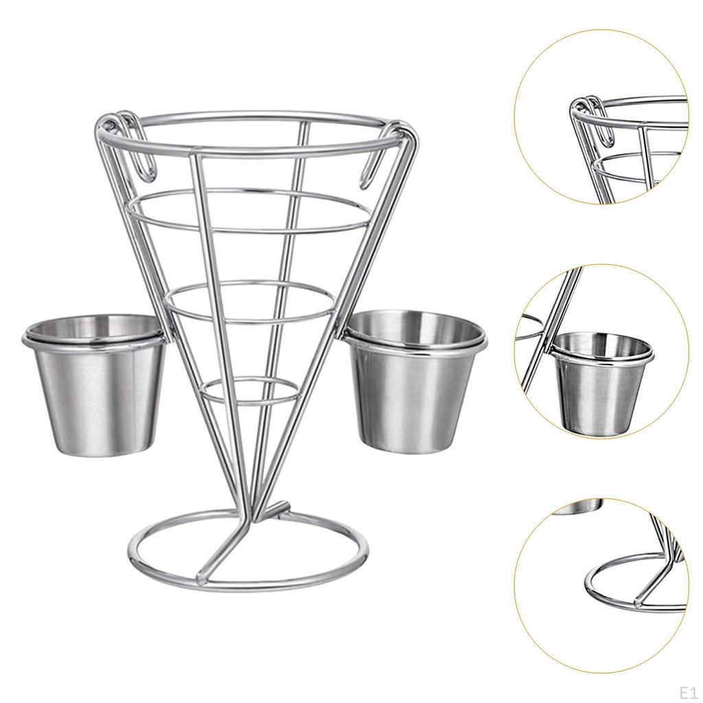 Cone-shaped French Fry Holder, Display Rack for Fried Chicken, Reusable Basket