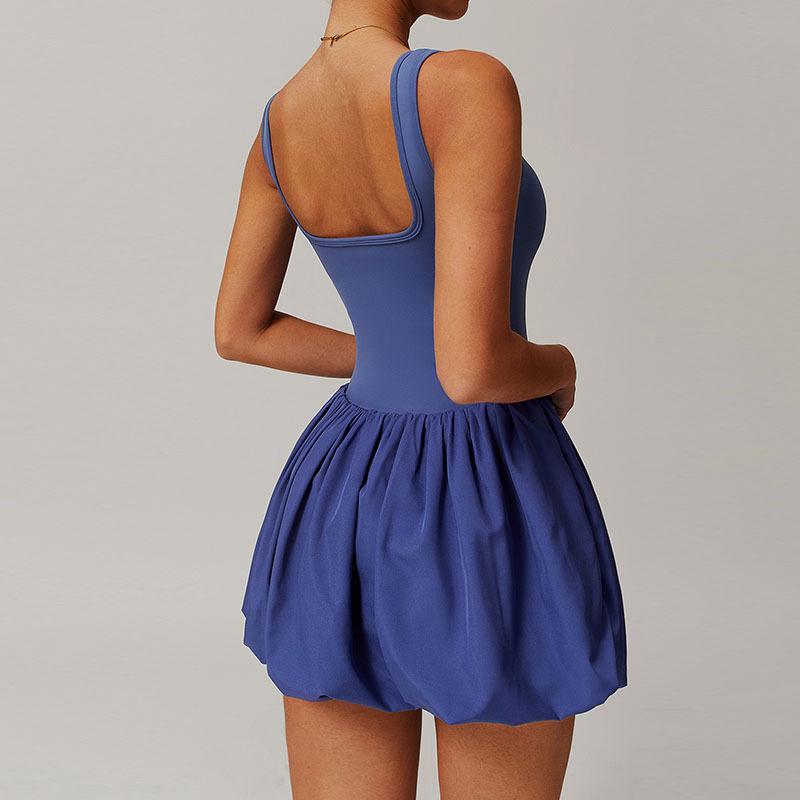 Women's Anti-Exposure Sports Dress - Outdoor Running & Tennis Skirt with Nude Feeling & Fake Two-Piece Design